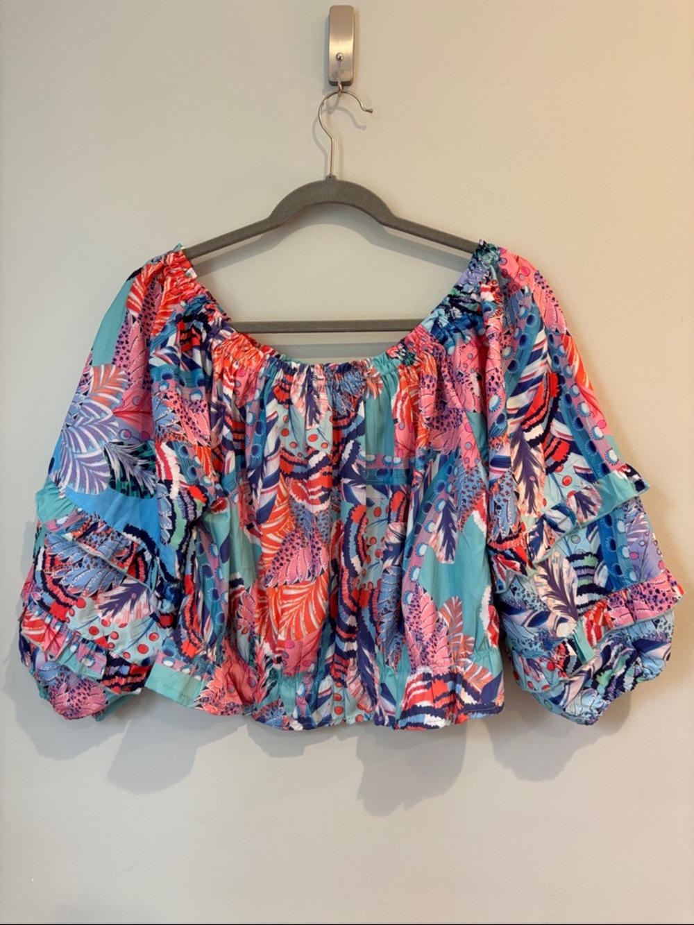 Rachel Zoe On/Off-Shoulder Puff Sleeve Blouse size Large